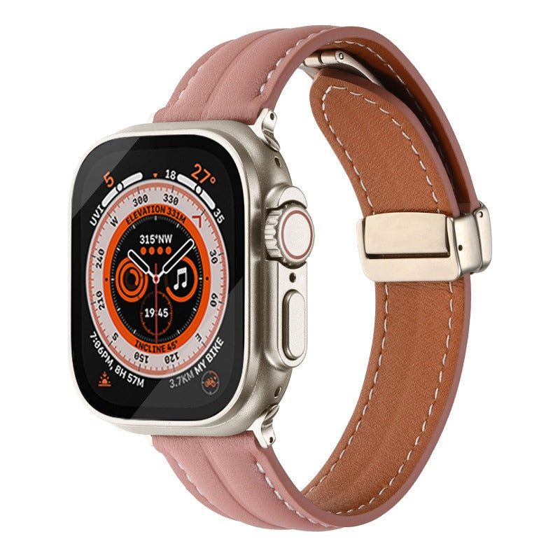 Bracelet en cuir à boucle magnétique 