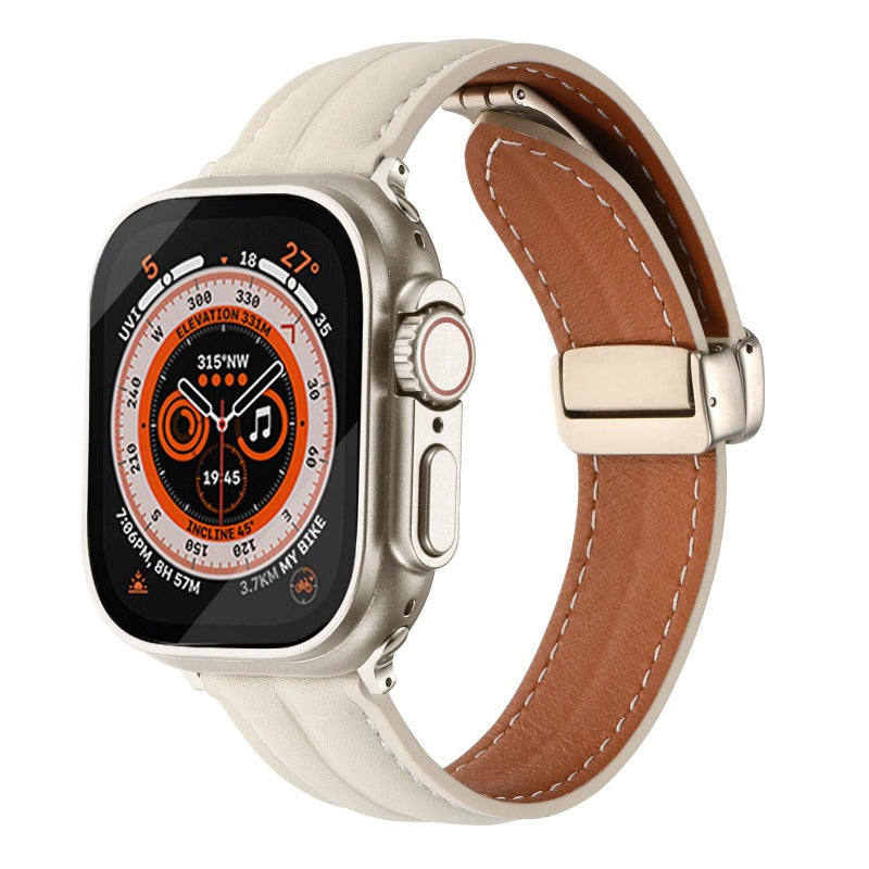 Bracelet en cuir à boucle magnétique 